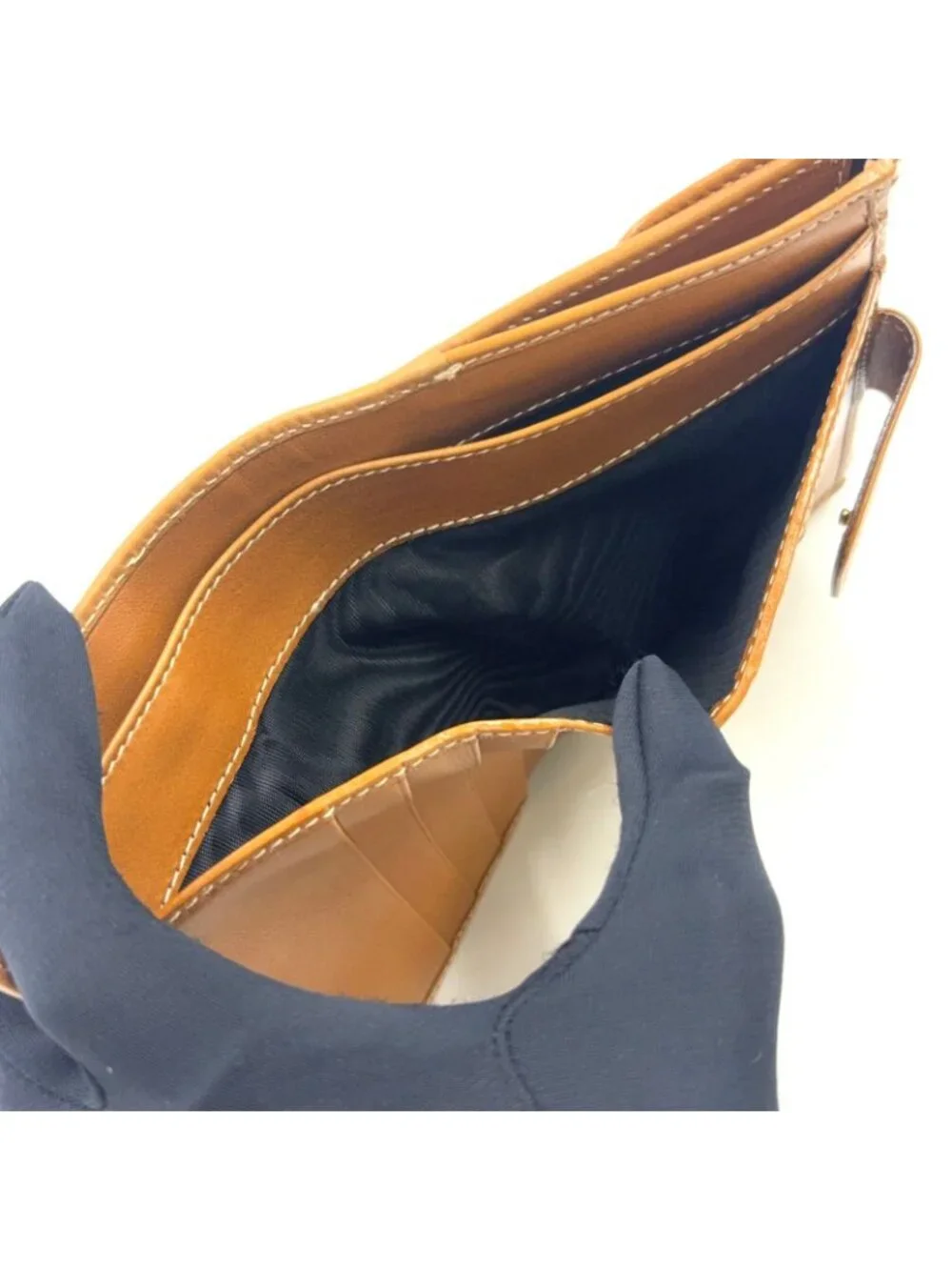 Fendi Pecan Leather Brown Beige Snap Wallet Gold